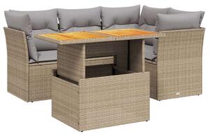 VidaXL Polyrattan Kerti Ülőgarnitúra - 5 részes - Bézs