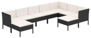 Polyrattan Kerti Ülőgarnitúra - 9 részes - Fekete