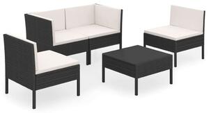 VidaXL Polyrattan Kerti Ülőgarnitúra - 5 részes - Fekete