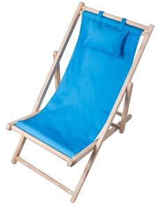 Fa összecsukható strandszék párnával, kék