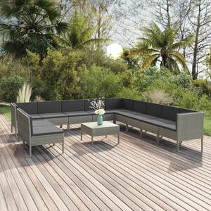 Polyrattan Kerti Ülőgarnitúra - 12 részes - Szürke