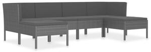 Polyrattan Kerti Ülőgarnitúra - 6 részes - Fekete