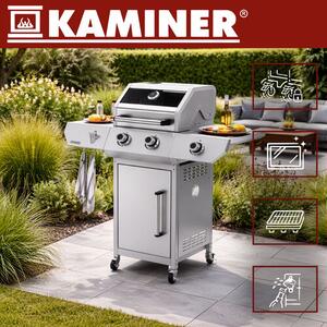 Gáz grill 2+1 10kW, szürke - 113,5x54x106cm
