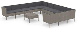 VidaXL Polyrattan Kerti Ülőgarnitúra - 12 részes - Szürke