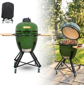 Kerámia kamado grill inSPORTline Pyrexo 18", kerámia belső héj, tartós hőteljesítmény, beépített hőmérő, hatékony szén-fogyasztás