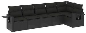 VidaXL 6 részes fekete polyrattan kerti ülőgarnitúra párnákkal