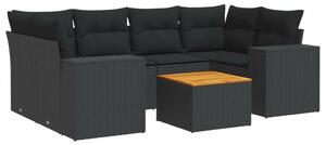 VidaXL Polyrattan Kerti Ülőgarnitúra - 7 részes - Fekete