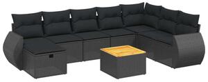 VidaXL Polyrattan Kerti Ülőgarnitúra - 9 részes - Fekete