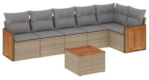 VidaXL Polyrattan Kerti Ülőgarnitúra - 7 részes - Bézs