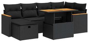 Polyrattan Kerti Ülőgarnitúra - 8 részes - Fekete