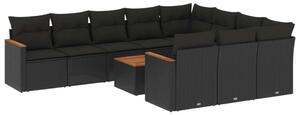 VidaXL Polyrattan Kerti Ülőgarnitúra - 11 részes - Fekete