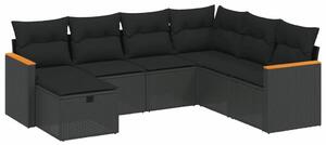 VidaXL Polyrattan Kerti Ülőgarnitúra - 7 részes - Fekete