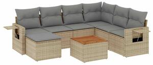 Polyrattan Kerti Ülőgarnitúra - 8 részes - Bézs