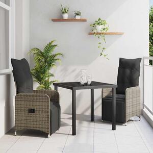 Kert étkező szett 3 pcs Szürke polirattan