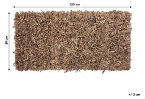 Bézs bőr hosszú szálú szőnyeg 80 x 150 cm MUT