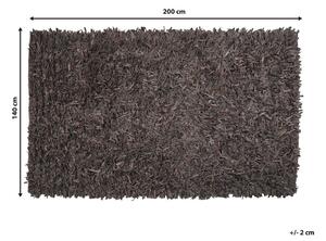 Sötétbarna bőr hosszú szálú szőnyeg 140 x 200 cm MUT