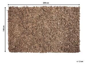 Bézs bőr hosszú szálú szőnyeg 140 x 200 cm MUT