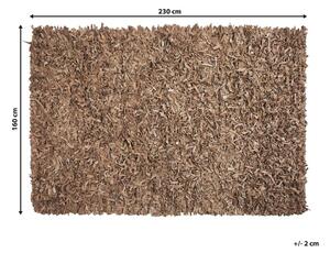 Bézs bőr hosszú szálú szőnyeg 160 x 230 cm MUT