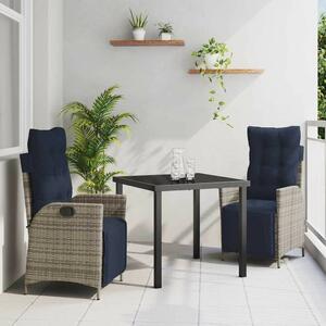 Kert étkező szett párnával 3 pcs Szürke és fekete Rattan