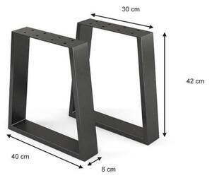 Vicco Loft acél asztallábak, padlábak, 2 db, trapéz alakú, fekete, 42 cm