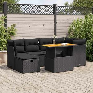 VidaXL Polyrattan Kerti Ülőgarnitúra - 7 részes - Fekete