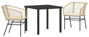 Kert étkező szett 3 pcs Barna polirattan