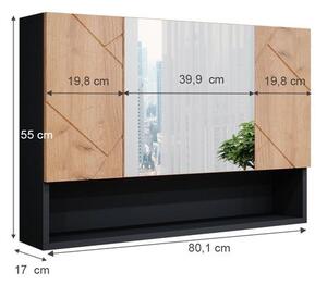 Vicco "Irma" tükrös szekrény 80 cm, antracit-tölgy