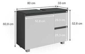 Vicco J-Shape mosdószekrény, 80 cm, antracit-fehér