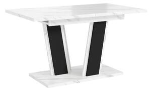 Asztal Goodyear 139, 75x80cm, Fehér márvány, Fekete