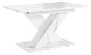Asztal Goodyear 141, 75x80cm, Fehér márvány, Fehér