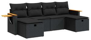 VidaXL Polyrattan Kerti Ülőgarnitúra - 6 részes - Fekete