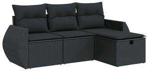 VidaXL Polyrattan Kerti Ülőgarnitúra - 4 részes - Fekete