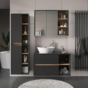 Vicco Viola tükrös szekrény 100x75 cm, antracit/tölgy