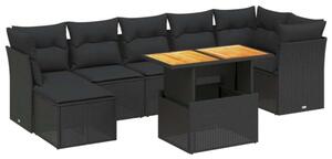 VidaXL 8 részes Kerti Ülőgarnitúra - Fekete Polyrattan