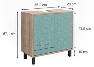 Vicco Agasta mosdószekrény, 56 cm, sonoma/menta