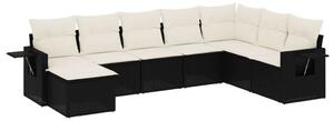Polyrattan Kerti Ülőgarnitúra - 8 részes - Fekete