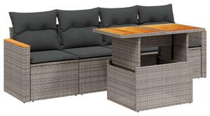 VidaXL Polyrattan Kerti Ülőgarnitúra - 5 részes, Szürke
