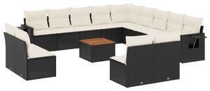 VidaXL Polyrattan Kerti Ülőgarnitúra - 14 részes - Fekete