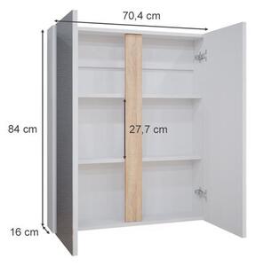 Vicco Gloria tükrös szekrény, 70 cm, fehér
