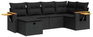 VidaXL Polyrattan Kerti Ülőgarnitúra - 6 részes - Fekete