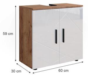 Vicco Irma mosdószekrény, 60 cm, tölgy/fehér