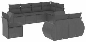 VidaXL Polyrattan Kerti Ülőgarnitúra - 8 részes - Fekete