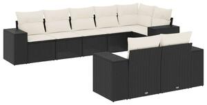 VidaXL Polyrattan Kerti Ülőgarnitúra - 8 részes - Fekete