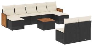 VidaXL Polyrattan Kerti Ülőgarnitúra - 10 részes - Fekete