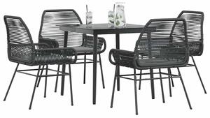 VidaXL 5 részes fekete polyrattan üveg kerti étkezőgarnitúra párnákkal