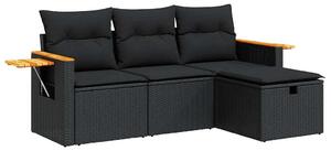 VidaXL Polyrattan Kerti Ülőgarnitúra - 4 részes - Fekete