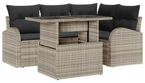 VidaXL Kerti Kanapé Szett párnával 5 pcs Világosszürke Poli rattan