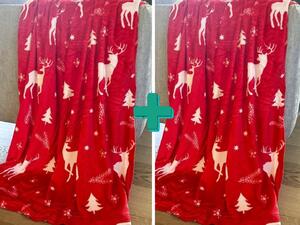 CHRISTMAS 2db piros karácsonyi mikroplüss takaró 160x200 cm