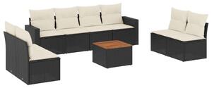 VidaXL Kerti Ülőgarnitúra - 9 részes - Fekete Polyrattan