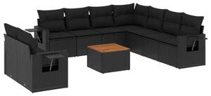 VidaXL Polyrattan Kerti Ülőgarnitúra - 10 részes - Fekete